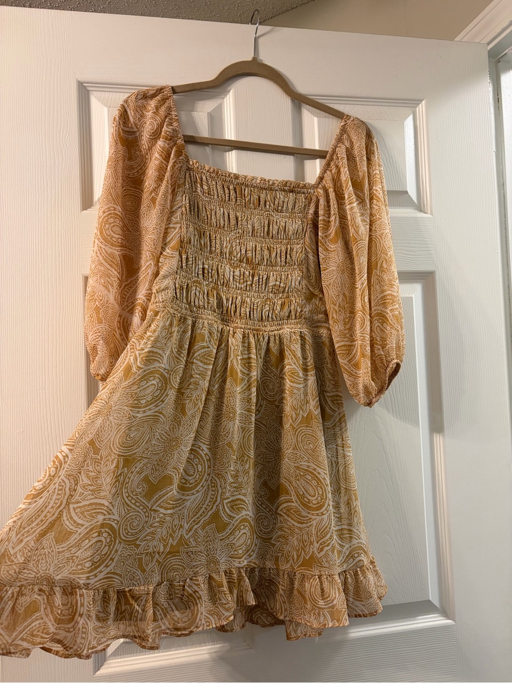 Women's Honey Yellow Paisley Mini Dress